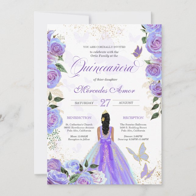 Invitación Mariposa Quinceanera (Anverso)
