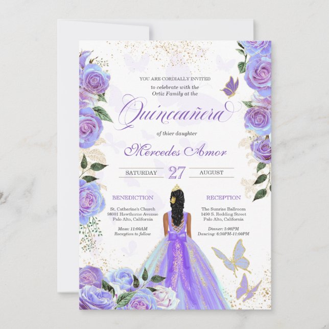Invitación Mariposa Quinceanera (Anverso)