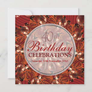 Invitación Mariposa Roja Abstracta & Cumpleaños con Burbujas