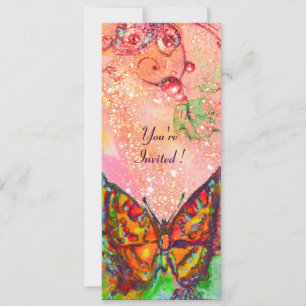 INVITACIÓN MARIPOSA ROJA EN ROJO FUCHSIA GOLD SPARKLES