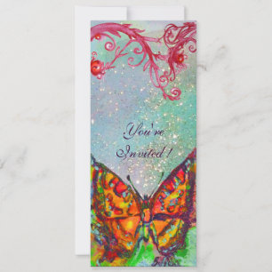 INVITACIÓN MARIPOSA ROJA EN ROJO VERDE AZUL DERRAME DE ORO VE