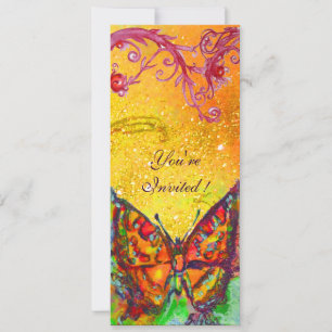 Invitación MARIPOSA ROJA ORO AMARILLO DESTELLOS Fiesta de Dul