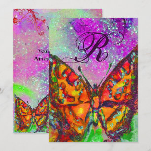 Invitación MARIPOSA ROJA ROSA PURPURA DORADO AMARILLO Dulces 