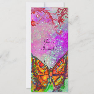 Invitación MARIPOSA ROJA ROSA PURPURA ORO Floral Dulces 16