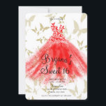 Invitación Mariposa roja y dorada Dance Vestido dulce 16 Fies<br><div class="desc">Personalizar para cualquier evento</div>