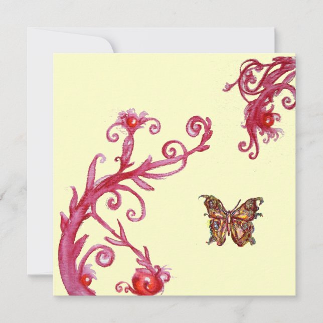 Invitación MARIPOSA, rojo brillante blanco (Anverso)
