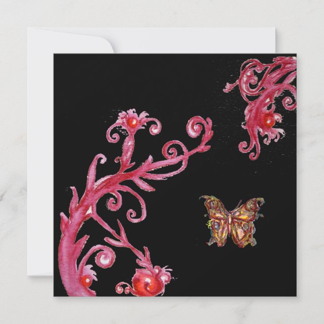 Invitación MARIPOSA, rojo brillante negro blanco (Anverso)