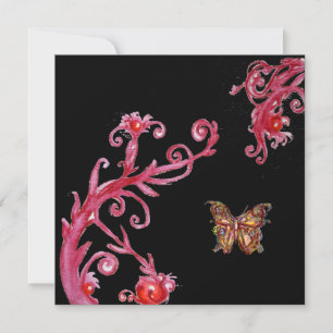 Invitación MARIPOSA, rojo brillante negro blanco