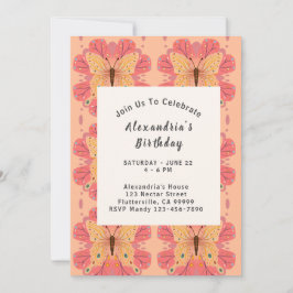 Invitación Mariposa rosa