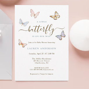 Invitación Mariposa Rosa Bebé Bebé Bebé