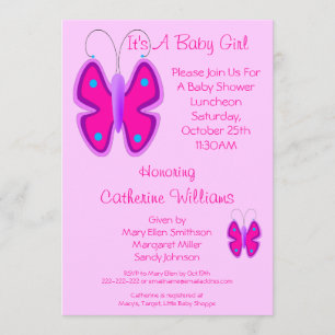 Invitación Mariposa rosa Bonito es una ducha bebé
