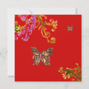 Invitación MARIPOSA, rosa brillante amarillo rojo