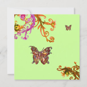 Invitación MARIPOSA, rosa brillante amarillo verde
