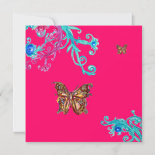Invitación MARIPOSA, rosa brillante azul