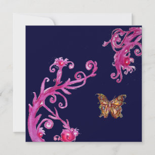 Invitación MARIPOSA, rosa brillante azul