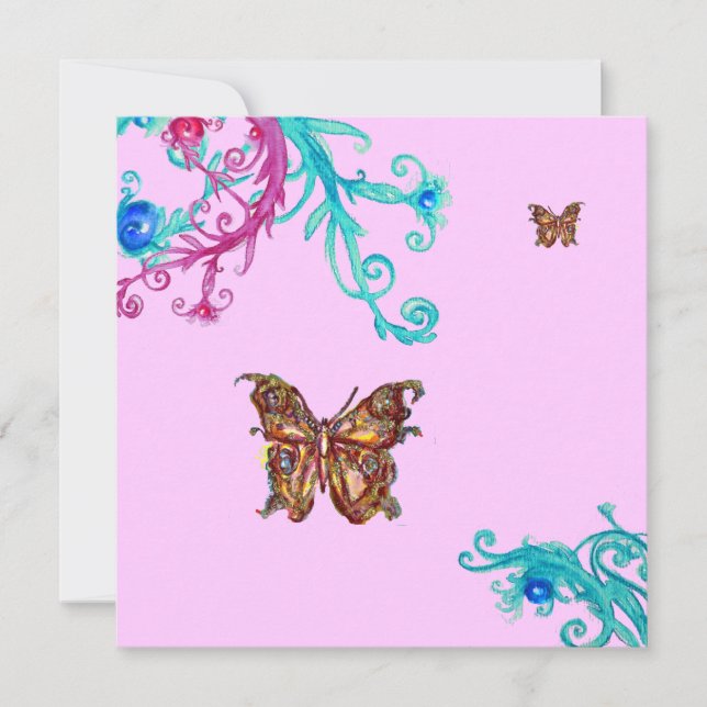 Invitación MARIPOSA, rosa brillante azul (Anverso)