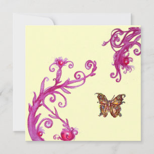 Invitación MARIPOSA, rosa brillante blanco