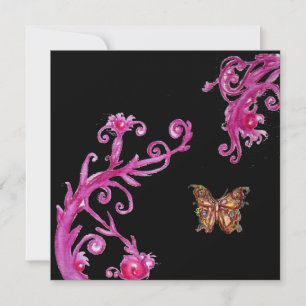 Invitación MARIPOSA, rosa brillante negro