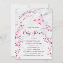 Mariposa rosa de mármol gris | CHICA BABY SHOWER