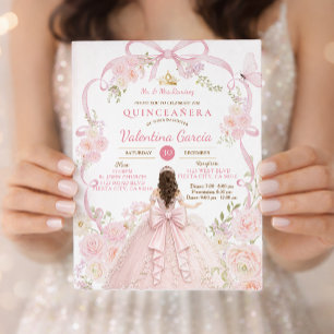 Invitación Mariposa Rosa Floral mis Quince Dulces 16