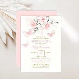 Invitación Mariposa rosa Quinceañera