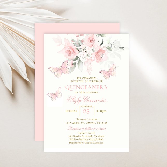 Invitación Mariposa rosa Quinceañera (Subido por el creador)