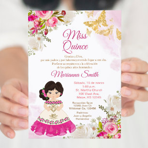 Invitación Mariposa Rosa Quinceanera