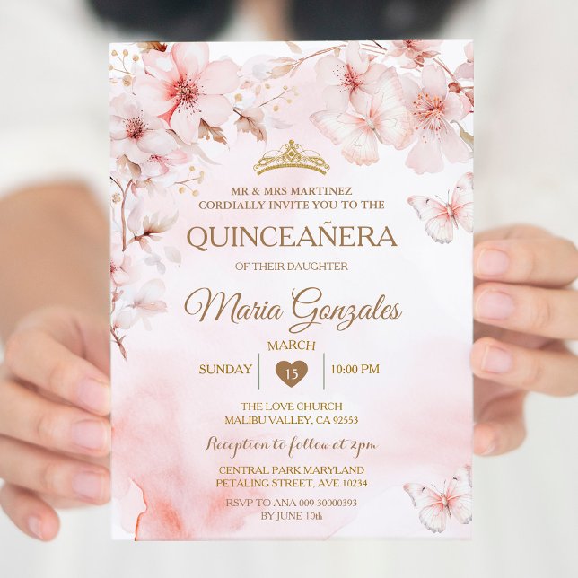 Invitación Mariposa Rosa Quinceañera dulce 16 (Subido por el creador)