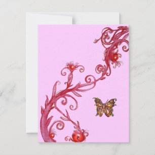 Invitación MARIPOSA, rosa rojo brillante