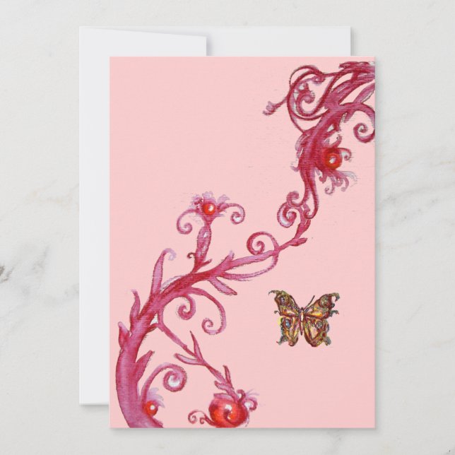 Invitación MARIPOSA, rosa rojo brillante (Anverso)