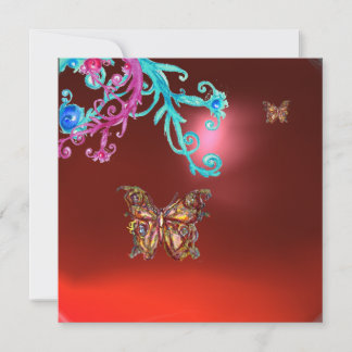 Invitación MARIPOSA RUBÍ, azul rosa brillante rojo