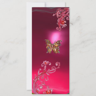 Invitación MARIPOSA RUBÍ, rojo brillante rosa violeta