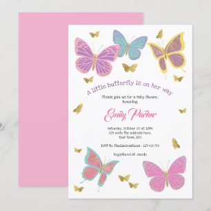 Invitación Mariposa, temas de Baby Shower Chica,