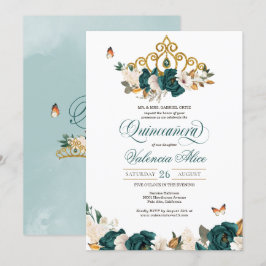 Invitación Mariposa Tiara Quinceanera, Rosas verdes de Esmera