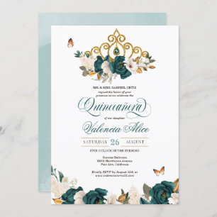 Invitación Mariposa Tiara Quinceanera, Rosas verdes de Esmera