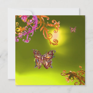 Invitación MARIPOSA TOPACIO AMARILLO, rosa brillante naranja 