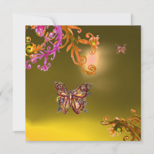 Invitación MARIPOSA TOPACIO AMARILLO, rosa naranja marrón bri