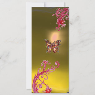 Invitación MARIPOSA TOPAZIO, amarillo rojo brillante rosa vio