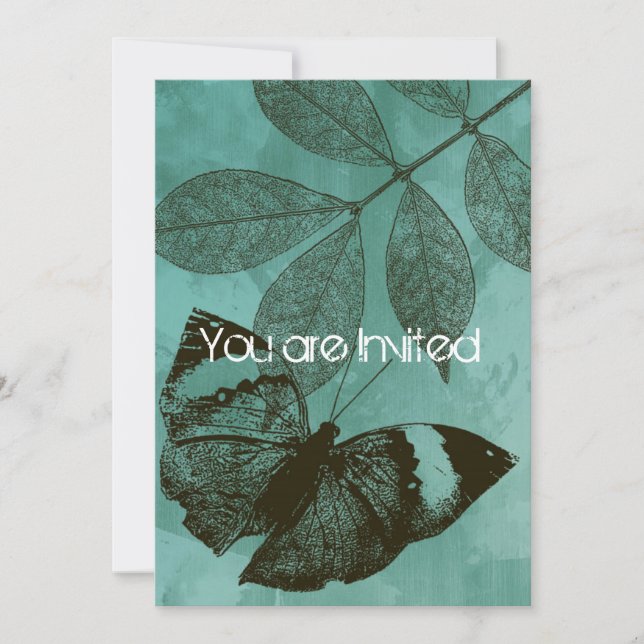 Invitación Mariposa verde deja Baby Shower (Anverso)