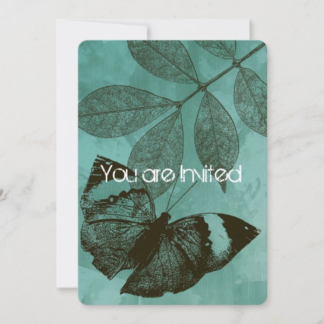 Invitación Mariposa verde deja Baby Shower (Anverso)