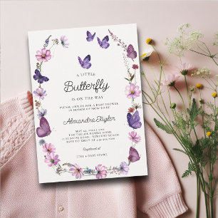 Invitación Mariposa Wild Purple Mauve Pink Baby Shower