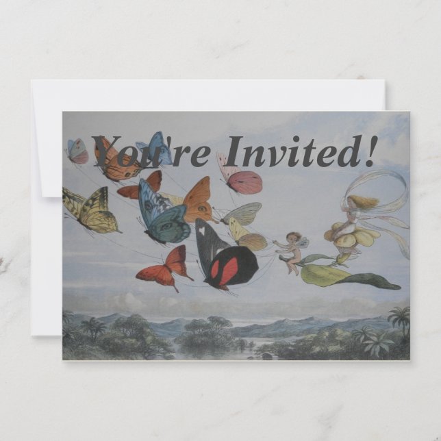 Invitación Mariposa y hadas mariposas reina (Anverso)