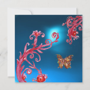 Invitación MARIPOSA ZAFIRO AZUL rosa brillante,rojo