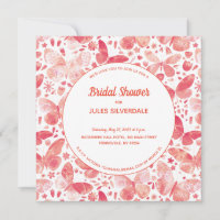 Mariposas acuarela Coral Pink Bridal Shower
