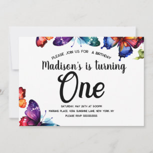 Invitación Mariposas Acuarela Cumpleaños Jardín Colorido