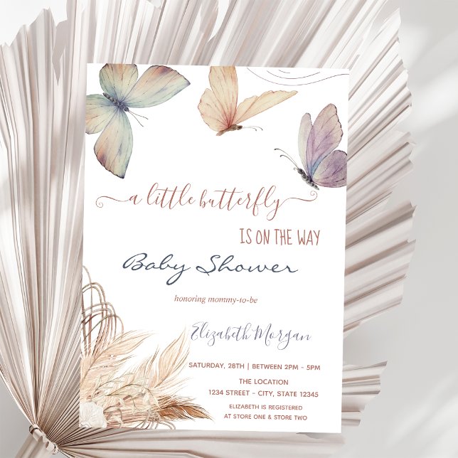 Invitación Mariposas acuarela hierba de las pampas (Subido por el creador)