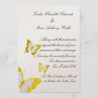 Invitación Mariposas amarillas elegantes que casan la