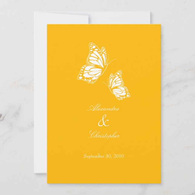 Invitación Mariposas amarillas simples que casan la (Anverso)