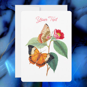 Invitación Mariposas antiguas, tu mensaje y texto, blanco