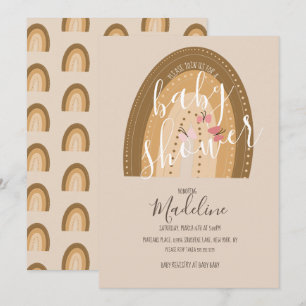 Invitación Mariposas arcoiris de Baby Shower bohemias